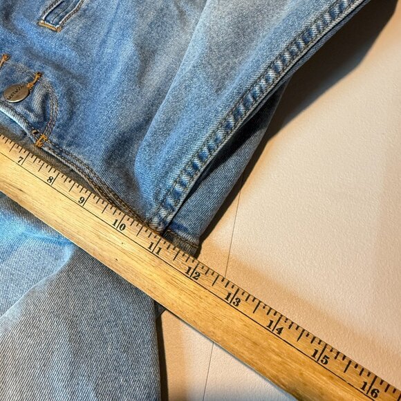 Driftwood Women 28 Charlee Jeans Wide Leg Cropped Button Fly Blue Denim STAIN - Picture 8 of 10